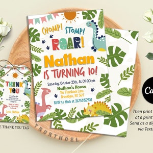 World Dinosaur Park Birthday Invitation, Dinosaur Jurassic World Party Invite, Kids Boy Birthday Party Invitation, Editable Invitation
