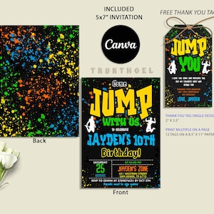 Trampoline Park Birthday Party Invitation, Trampoline Park Invite, Jump ...