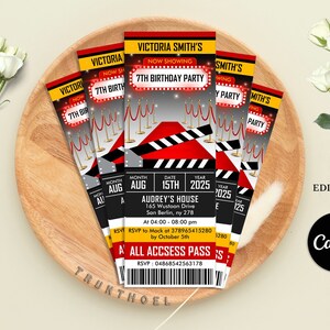 Movie Ticket Invitations, Movie Birthday Party Invitation, Movie Party Ticket, Movie Night Invitation, Cinema Invitation