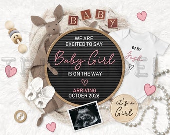 It's a Girl Pregnancy Announcement Digital, Baby Girl Announcement Template, Gender Reveal for Social Media, Ultrasound, Digital Download