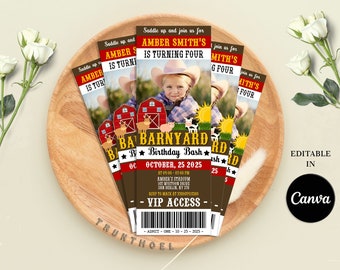 Farm Animal Ticket Invitation, Farm Animals Birthday Invitation, Petting Zoo Party Invitation, Barn Animals Party Invite