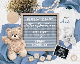 Neutral Pregnancy Announcement Digital, Boho Baby Announcement, Social Media Facebook Instagram, Editable in Canva
