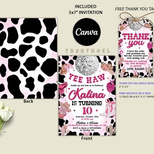 Editable Pink Cowgirl Birthday Party Invitation, Yee Haw Cowgirl Party, Rodeo Birthday, Printable Space Cowgirl Birthday Invitation Template