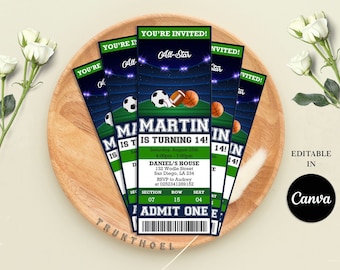 Editable Sports Ticket Invitation, Sports Birthday Invitation, All Star Invitation, Game Invitation, All Star Birthday Party