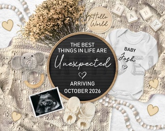 Digital Pregnancy Announcement for Social Media, Editable Letter Board Pregnancy Announcement, Gender Neutral Announcement, Instant Download