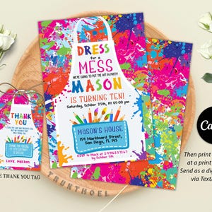 Editable Art Birthday Party Invitation, Art in Party Birthday Party Invite, Art Painting Artist Birthday Mobile Invitation, Instant Download