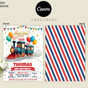 Editable Train Birthday Invitation Template, Train Party Invite For Any Age, Kids Party Birthday Invite, Instant Download, Canva Template