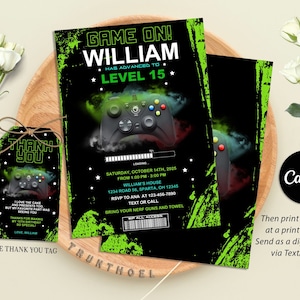Video Game Invitations, Video Game Party Invitation, Video Game Birthday, Gaming Party Invitation, Digital Canva