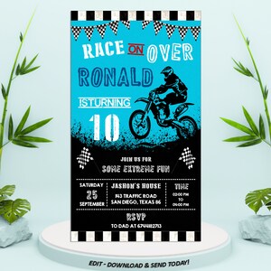 Electronic Bike Party Invitation, Dirt Bike Invites, Instant Download ...