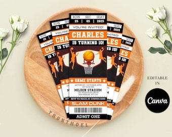 Basketball Ticket Invitation, Basketball Birthday Invitation, Sports Ticket Style Party Invite, Any Age, DIGITAL Editable Printable Invite