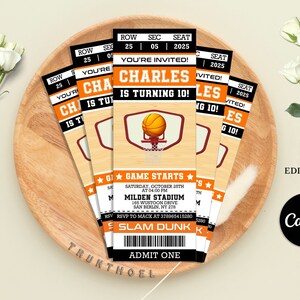 Basketball-Einladung, Basketball-Geburtstagseinladung, Basketball-Geburtstagsparty, Basketball-Ticket-Einladung, Sport-Ticket-Einladung