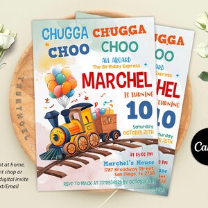 Editable Train Invtation, Train Birthday Party Invitation, Any Age Birthday Invitation, Chugga Chugga, Choo Choo Invitation
