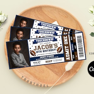 Football Invitation - Birthday - Sports Ticket Style Party Invite - ANY Age - DIGITAL Editable Printable Invite - Self Edit TODAY!