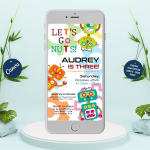 Robot Electronic Invitation, Robot Birthday Invitation, Evite, Instant ...