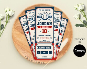 Baseball Invitation, Baseball Birthday Invitation, Baseball Birthday Party, Baseball Ticket Invitation, Sports Ticket Invitation