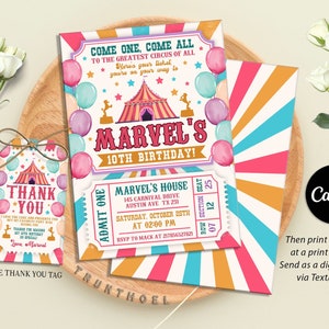 Editable Carnival Invitation, Carnival Birthday Party Invitation, Circus Birthday Invitation, Kids Invitation, Printable, Instant Download