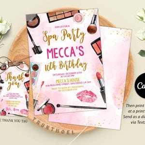 Spa Party Birthday Invitation, Pamper Party Birthday Invitation, Glam Party Birthday, Any Age Birthday Party Invitation