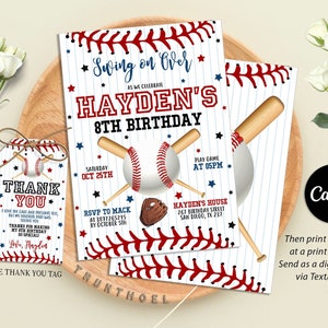 Editable Baseball Birthday Invitation, Sports Birthday Invite, Baseball Party Invitation, Baseball Any Age, Instant Download
