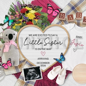 Baby Girl Schwangerschaftansage Digital, Mädchen-Baby-Ankündigung, Baby Reveal, Social Media Reveal, Instant Download