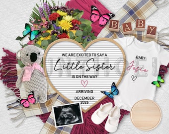 Baby Girl Pregnancy Announcement Digital, Girl Baby Announcement, Baby Reveal, Social Media Reveal, Instant Download