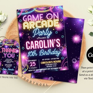 Arcade party birthday invitation, arcade birthday party invitation, retro video games, Arcade Invitation, Arcade Birthday Invitation