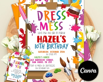 Editable Art Birthday Party Invitation, Art in Party Birthday Party Invite, Art Painting Artist Birthday Mobile Invitation