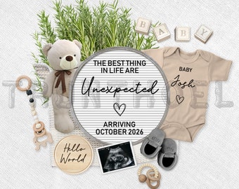 Pregnancy Announcement Digital, Gender Neutral Baby Announce, Editable Template, Facebook & Instagram Reveal, Unexpected Baby Announcement