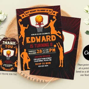 Basketball Invitation, Basketball Invite, Basketball Party, Basketball Birthday,  Birthday Invitation, Sporth Invitation, Digital Canva