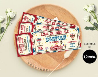 Carnival Ticket Birthday Invitation, Circus Ticket Invitation, Carnival Invitation, Editable in Canva