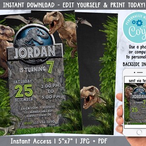 Printable Dinosaur Birthday Invitation, Dinosaur Birthday Invite, Dino ...