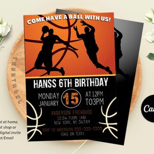 Basketball Invitation, Basketball Birthday Invitation, Instant Download Basketball Invitations, Sport Party Invite, Any Age, Digital Canva