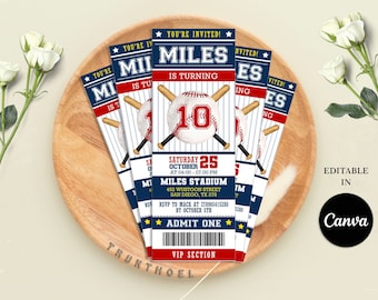 Editable Baseball Invitation, Baseball Ticket Invitation, Sports Ticket Invite, Any Age Invites, Instant Download