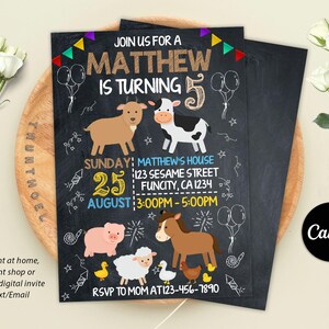 Editable Farm Invitation, Farm Birthday Invitation, Farm Party Invitation, Farm Animals Party Invite, Barnyard Invitation, Digital Canva