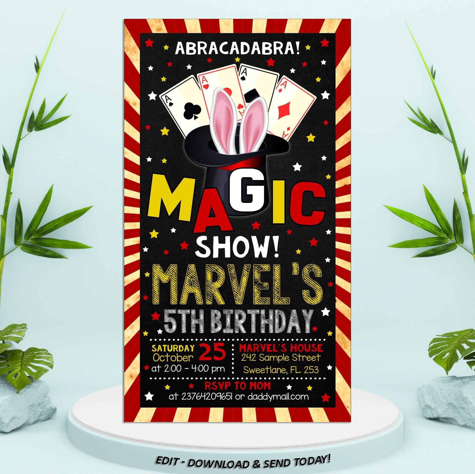 24k Magic Invite Magic Birthday Party Invitation, Magic Show Invitation, Magician Party ...