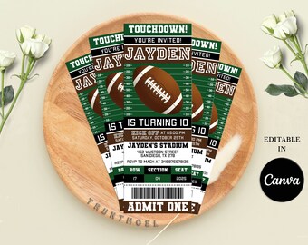 Football Ticket Invitation Template, Football Birthday Invitation, Football Invitation, Boy Football theme Party, Digital Editable Printable