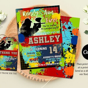Paintball Birthday Invitation Template, Paintball Party Invite, Paintball Birthday Party, Paintball Invitation Instant Download