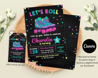 20 Rollschuh-Geburtstagsparty Einladungskarten Mit Umschlägen – Leere Karten Zum Selbstgestalten Im Format 10,2x15,2 Cm