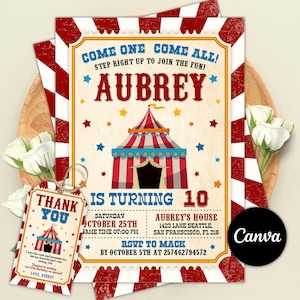 Editale Carnival Invitation, Carnival Birthday Party Invitation, Circus Birthday Invite, Carnival Circus Party, Kids Invitation, Any Age