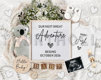 Neutral Pregnancy Announcement Digital, Pregnancy Announcement to Husband, Pregnancy Announcement Template, Boho Bear Baby Reveal, Editable