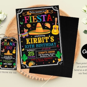 Editable Fiesta Invitation, Fiesta Birthday Party Invitation, Mexican Theme Birthday Party, Any Age, Digital File