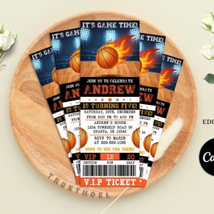 Basketball Invitations, Basketball Ticket Invitation, Basketball Birthday Invitations, Basketball party-Invitation, Digital Canva