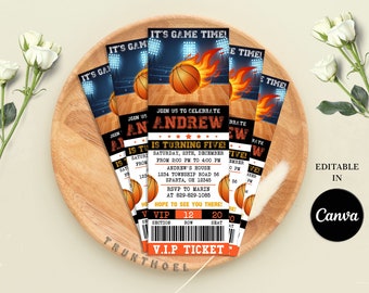 Basketball Invitations, Basketball Ticket Invitation, Basketball Birthday Invitations, Basketball party-Invitation, Digital Canva