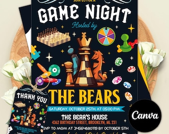Game Night Invitation, Board Games Invitation, Family Game Night Invitation, House Party Invitation, Digital Editable Printable