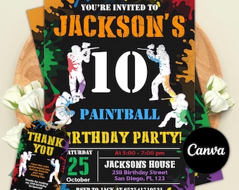Invito mimetico, invito di compleanno per paintball, invito per paintball, invito modificabile per paintball, invito per paintball, festa per paintball