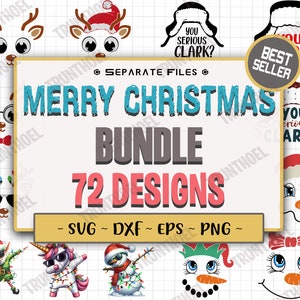 Lot de Noël SVG, SVG de Noël drôle, fichier coupé, Cricut, clipart, usage commercial, vacances SVG, citations de dictons de Noël