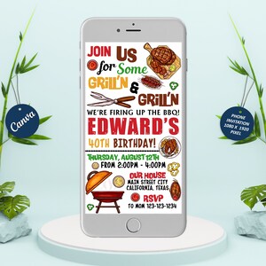 BBQ text message invitation, BBQ Birthday invitation, bbQ mobile invitation, BBQ phone invitation, barbecue invitation, bbq party