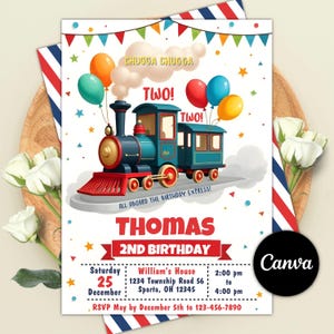 Train Birthday Invitation, Train Party Invite For Any Age, Kids Party Birthday Invites, Instant Download, Editable Canva Template, Birthday Invite, Rainbow Train Invite, Train Invite, Train Invitation, Editable Train, Train Birthday, Railroad Birthday, Minimal Train Bday, 3rd Birthday Invite, train svg, train png, train image, train bundle
