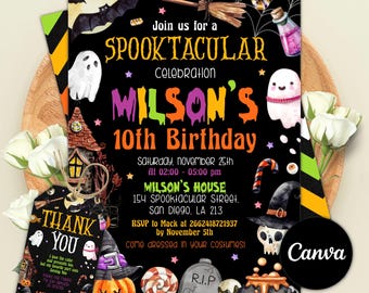 Spooktacular Halloween Birthday Invitation, Ghost Party, Any Age (Instant Download)