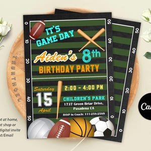 Editable Sports Invitation, All Star Birthday Party Invitation, Sports Birthday Invitation, Football Birthday Invitation, Football Game Time