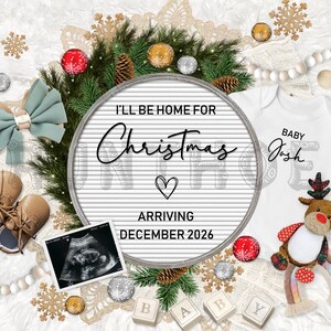 Christmas Pregnancy Announcement Digital, Baby announcement, Christmas Baby Reveal, Instant Download, Editable in Canva